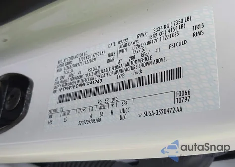 2022 Ford F-150 Xl from USA, damaged, VIN 1FTFW1ED8NFC41240